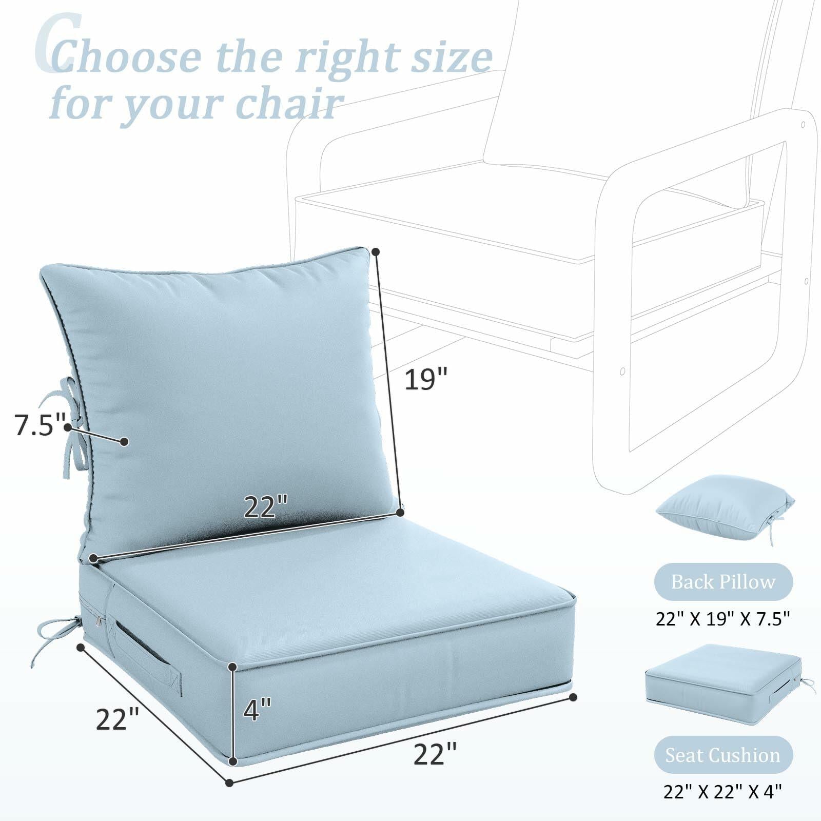 Snubbull Outdoor Patio Chair Cushions Set 22 L X 22 W X 4 H Waterproof & Fade
