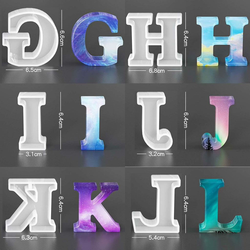Letter Mold 2.5 inch 26 Pack Letter Mold Letter Resin Mold Alphabet Candle Mold