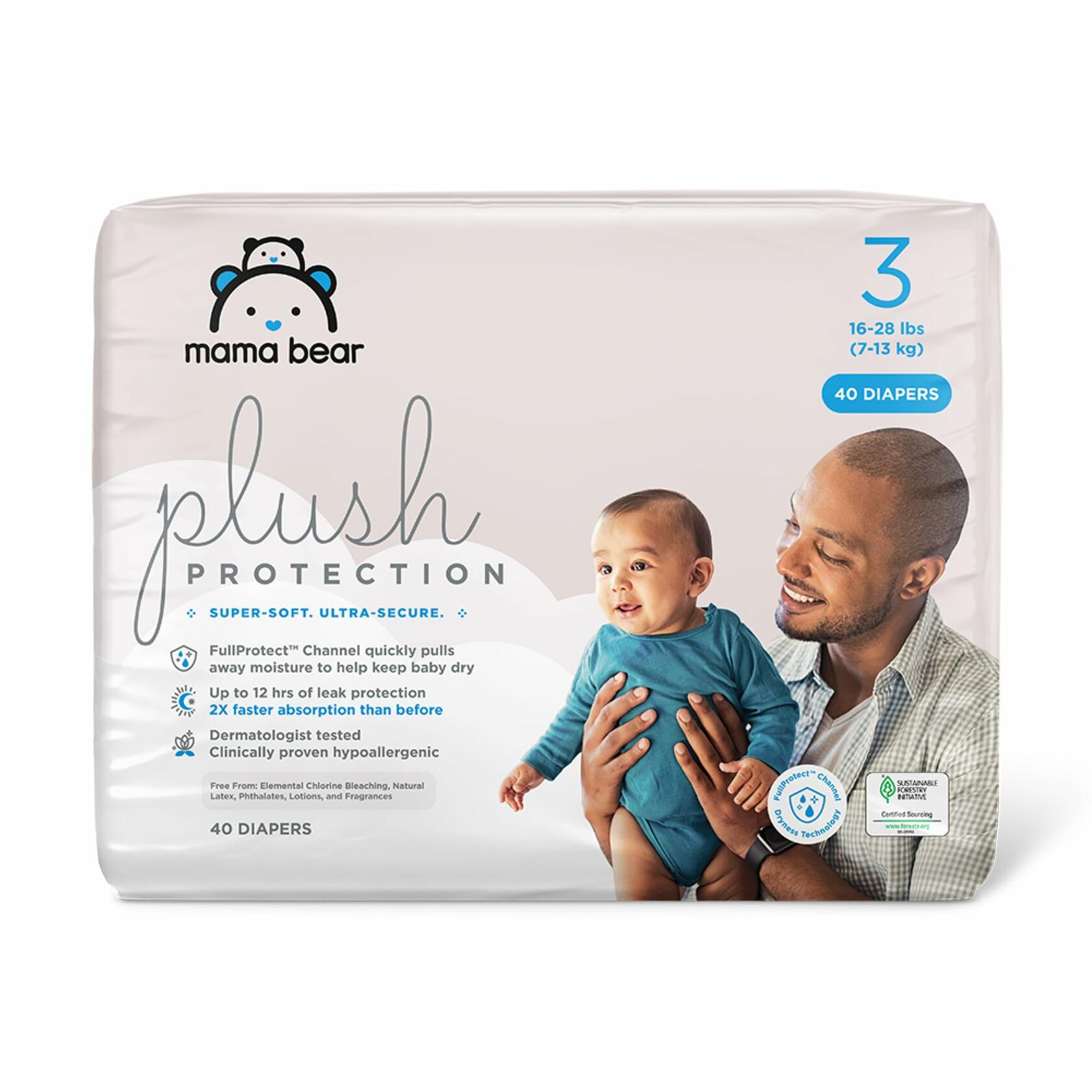 Amazon Brand - Mama Bear Plush Protection Disposable Baby Diapers,