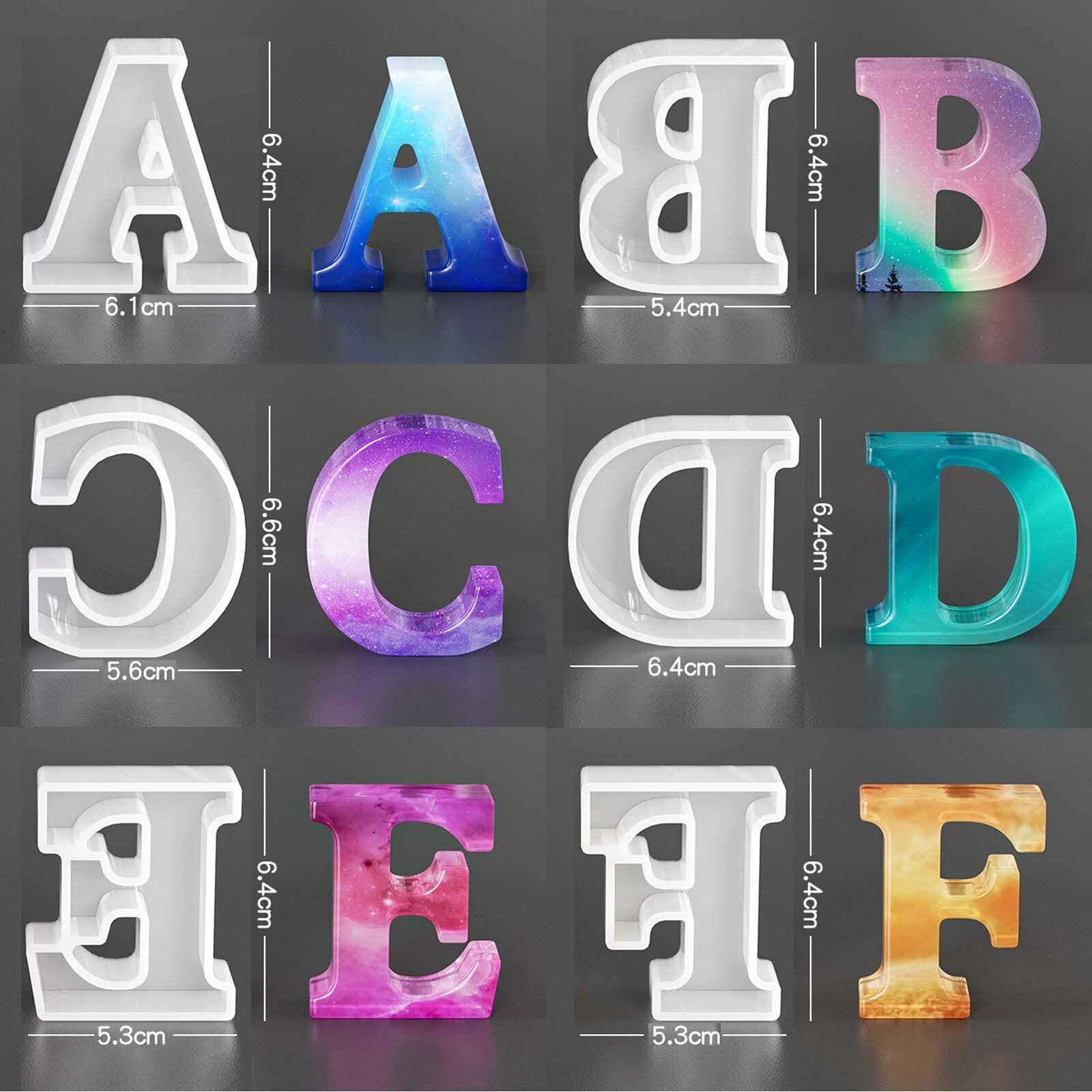 Letter Mold 2.5 inch 26 Pack Letter Mold Letter Resin Mold Alphabet Candle Mold