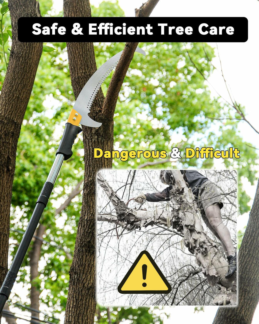 BlumeTrec 8.5FT Pole Saw with Adjustable Length for Tree Trimming, Lightweight