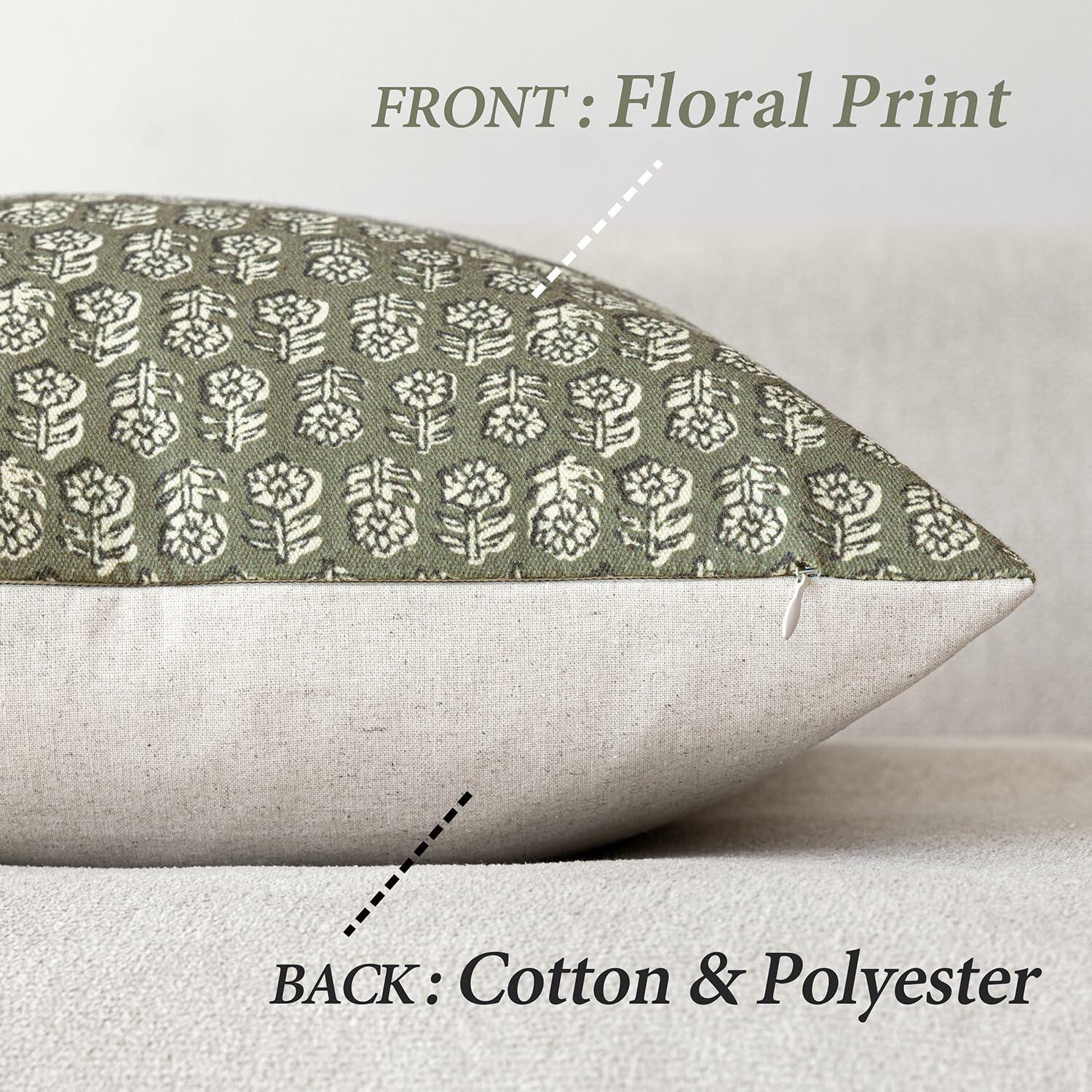 Foindtower Set of 2 Decorative Neutral Floral Print Throw Pillow Covers Vintage