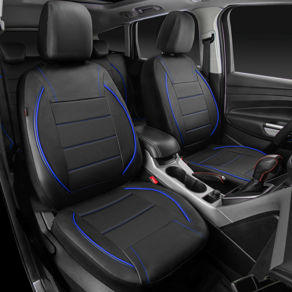 CAR PASS Universal FIT Piping Leather Car Seat Cover, for suvs,Van,Trucks,Airbag