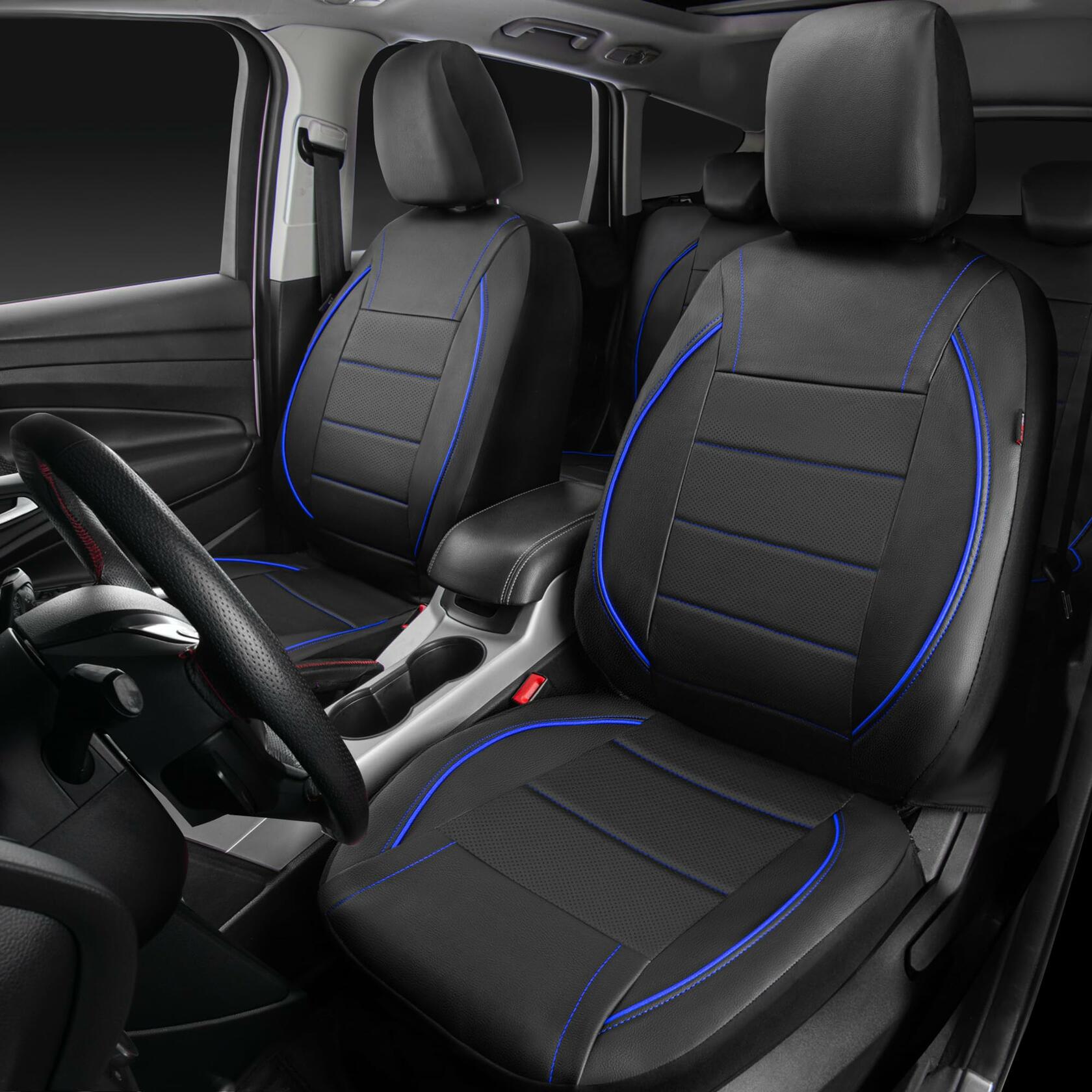 CAR PASS Universal FIT Piping Leather Car Seat Cover, for suvs,Van,Trucks,Airbag