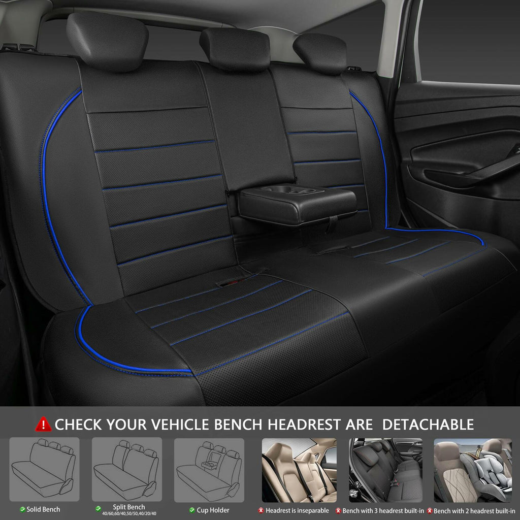 CAR PASS Universal FIT Piping Leather Car Seat Cover, for suvs,Van,Trucks,Airbag