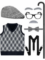 Luces 100th Days of School Costume, Boys Old Man Costume Vest Hat Accessories,