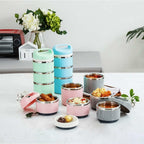 Lille Home Stackable Stainless Steel Thermal Compartment Lunch/Snack Box, 3-Tier