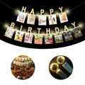 Birthday Photo Banner with 2 Strings of Fairy Lights for Children and Adult