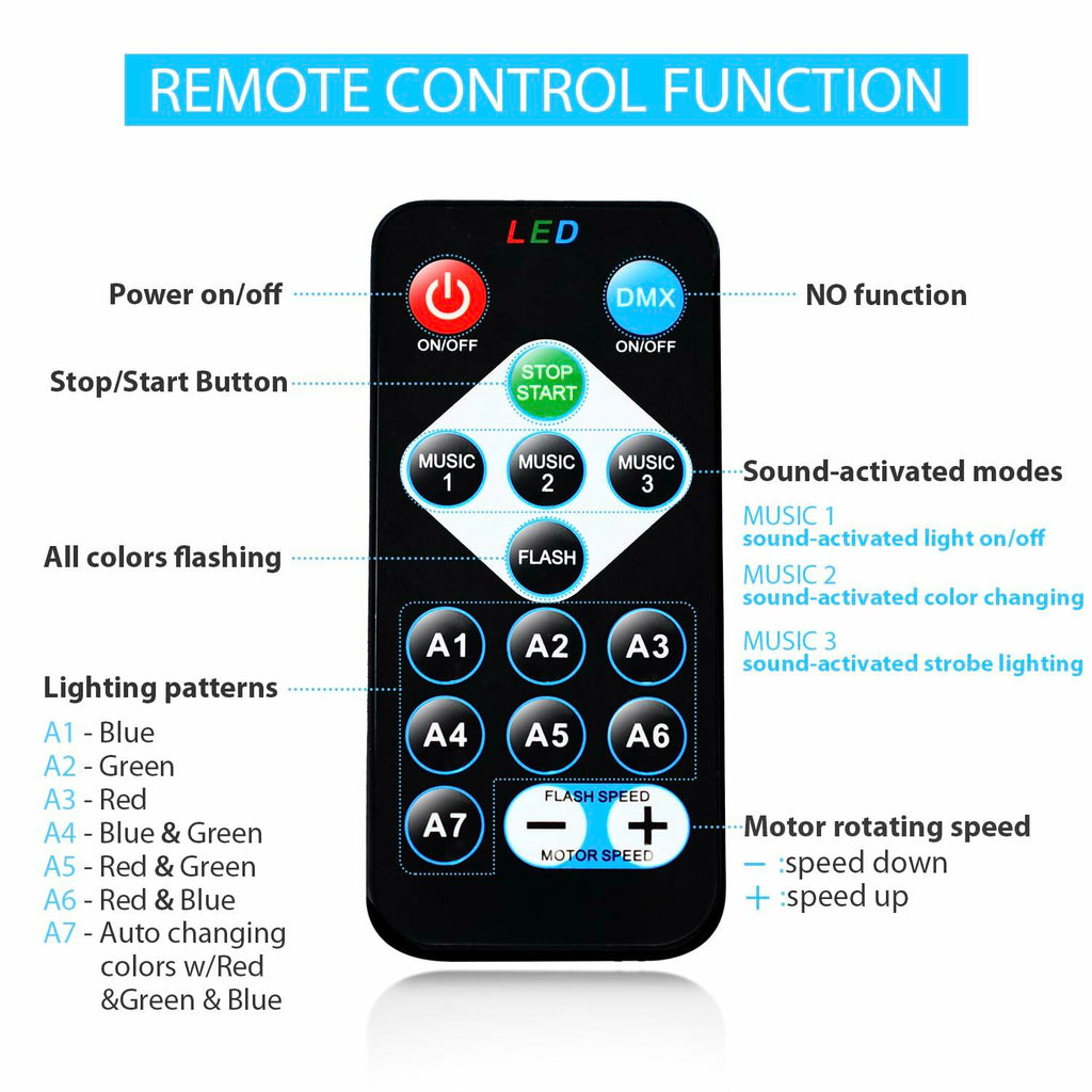NEQUARE Disco Ball DJ Party Lights Sound Activated with Remote Control Strobe