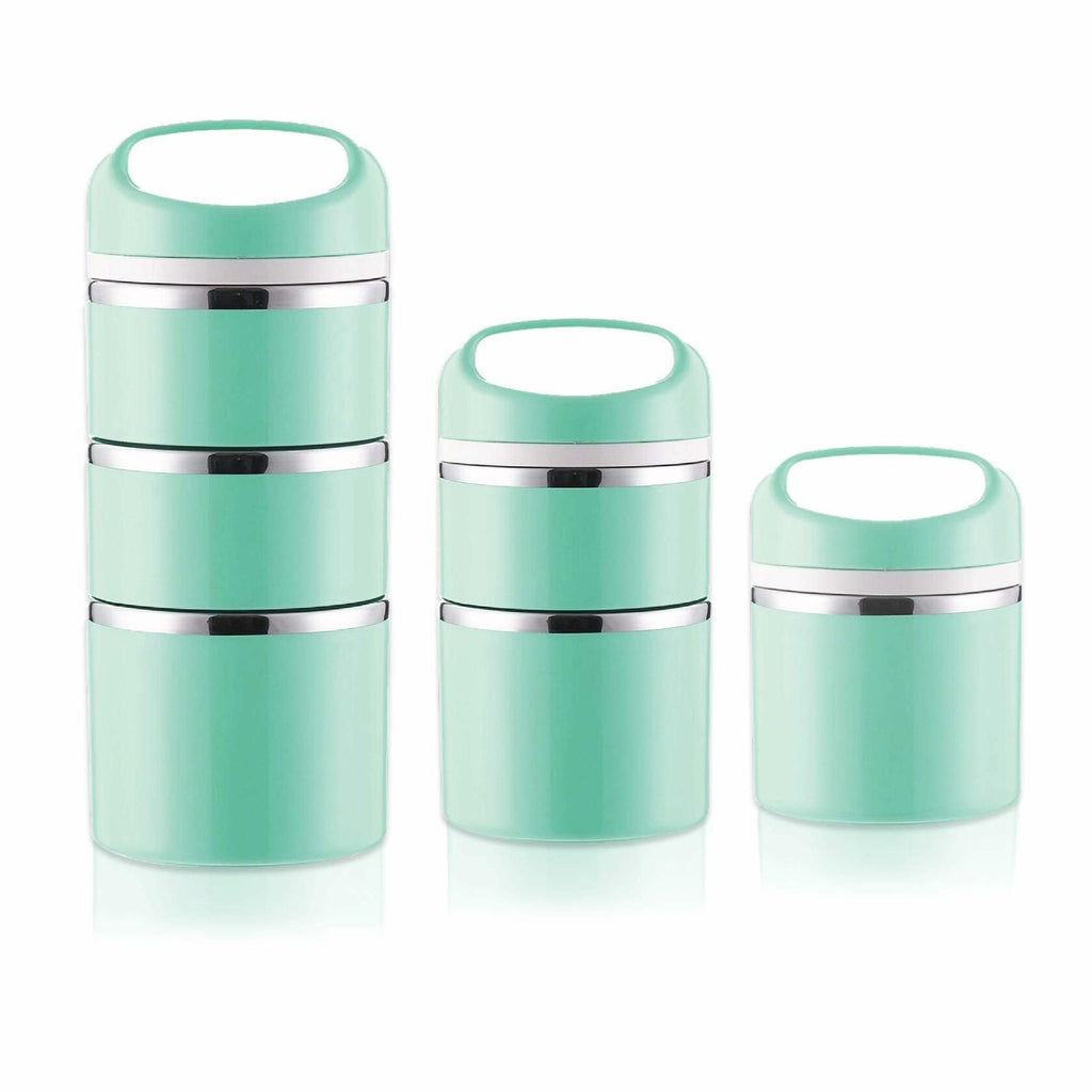 Lille Home Stackable Stainless Steel Thermal Compartment Lunch/Snack Box, 3-Tier