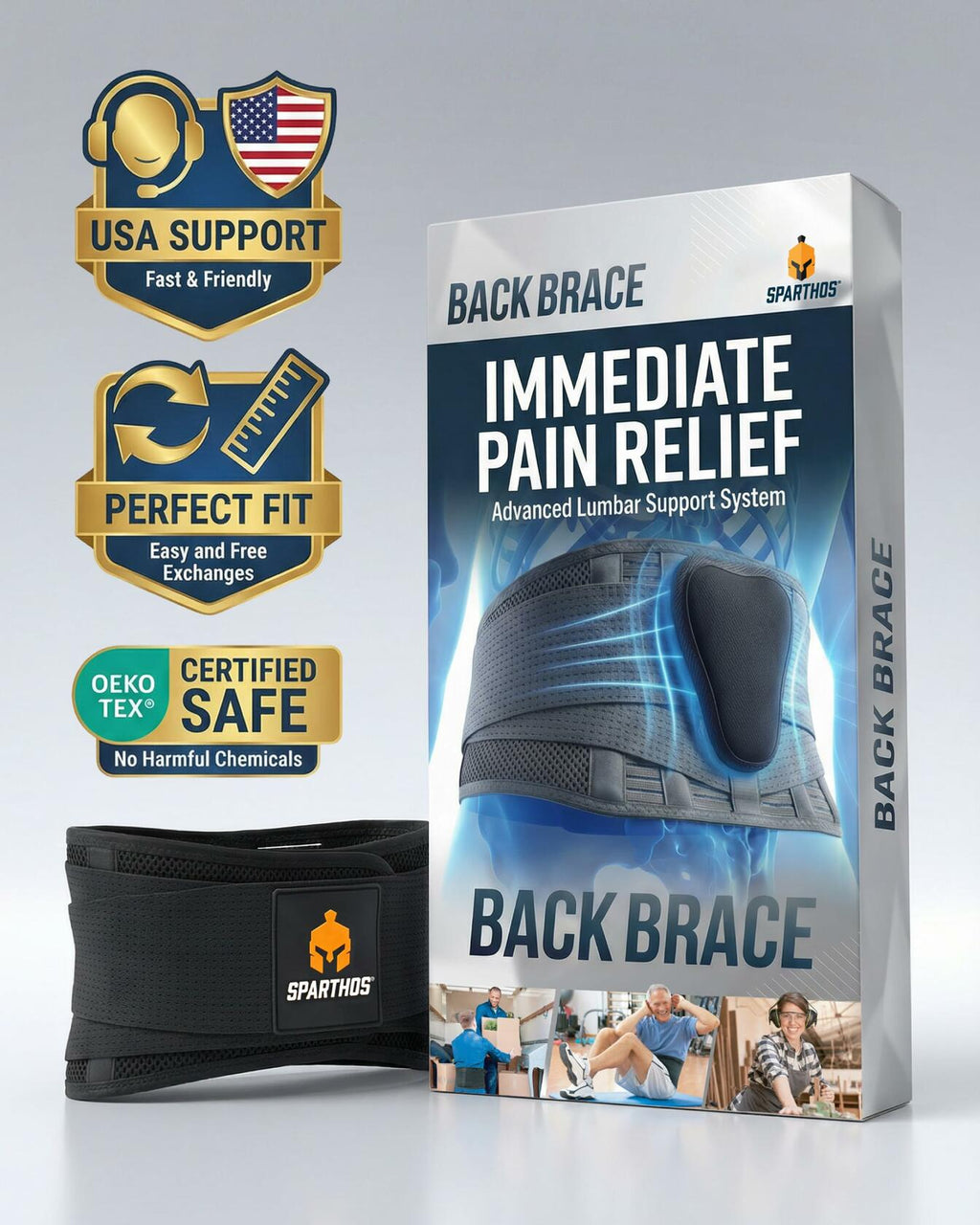 Sparthos Back Brace for Lower Back Pain - Immediate Relief from Sciatica,