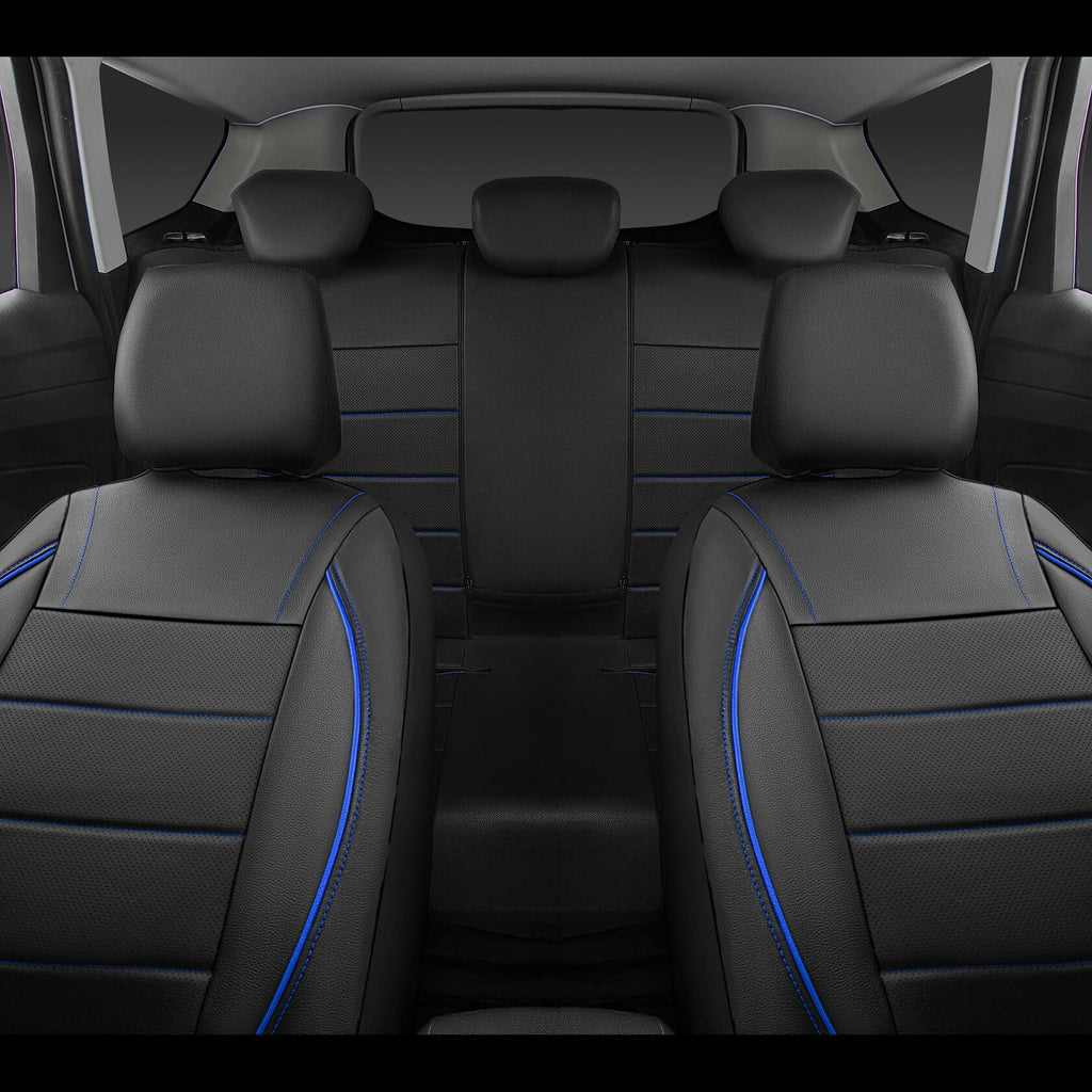 CAR PASS Universal FIT Piping Leather Car Seat Cover, for suvs,Van,Trucks,Airbag