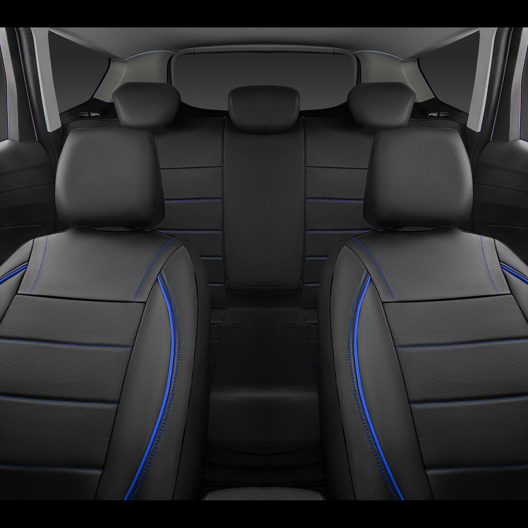 CAR PASS Universal FIT Piping Leather Car Seat Cover, for suvs,Van,Trucks,Airbag