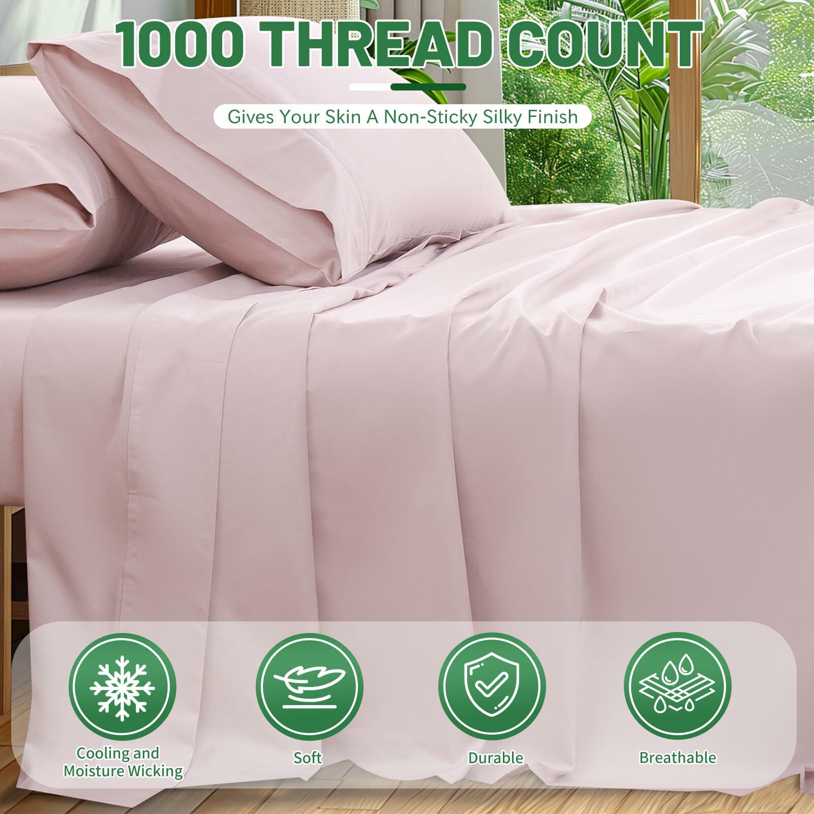 Overket 100% Egyptian Cotton Sheets Cal King Sheet Set 1000 Thread Count Sateen
