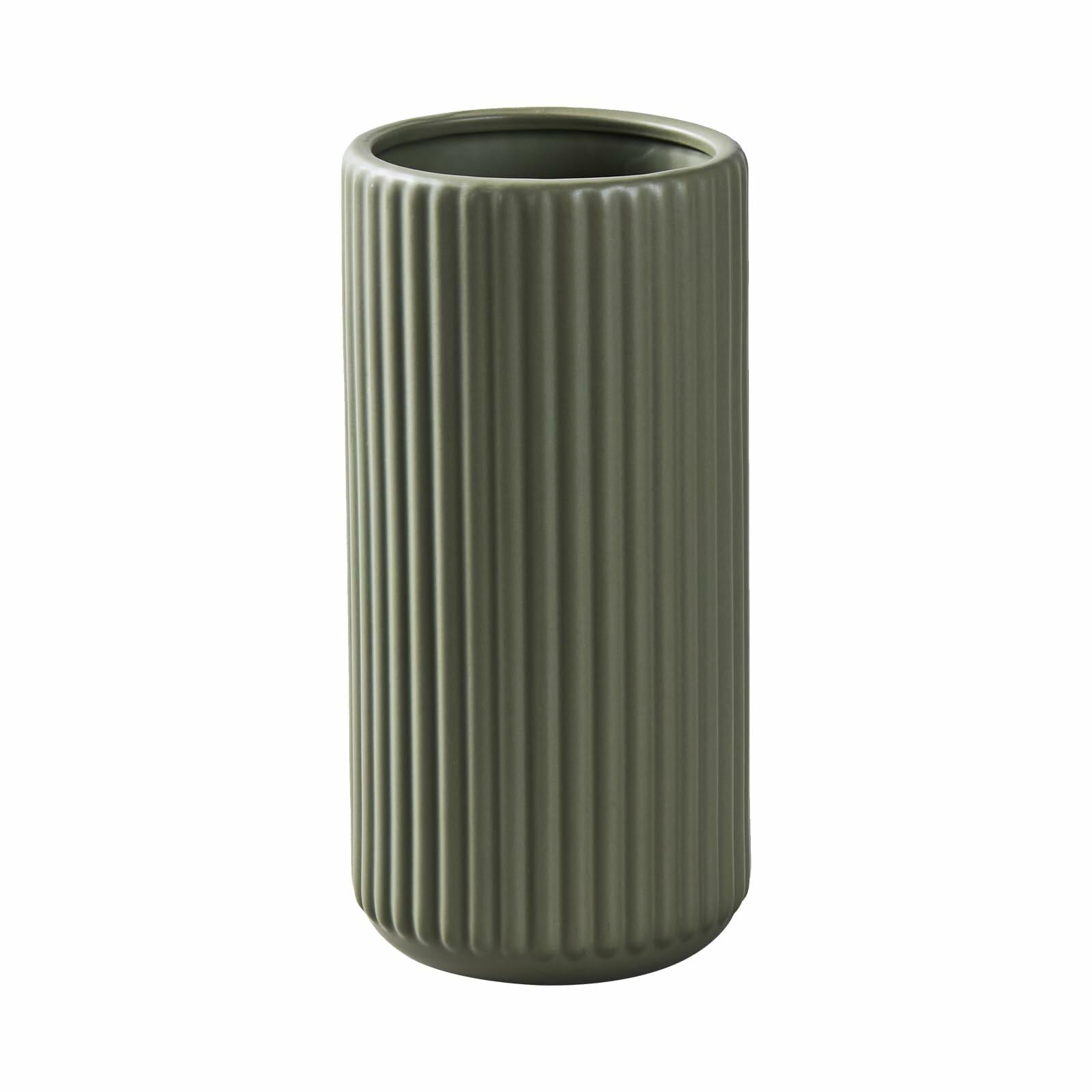 Green Ceramic Flower Vase for Pampas Grass, 8 inch Small Decorative Centerpiece