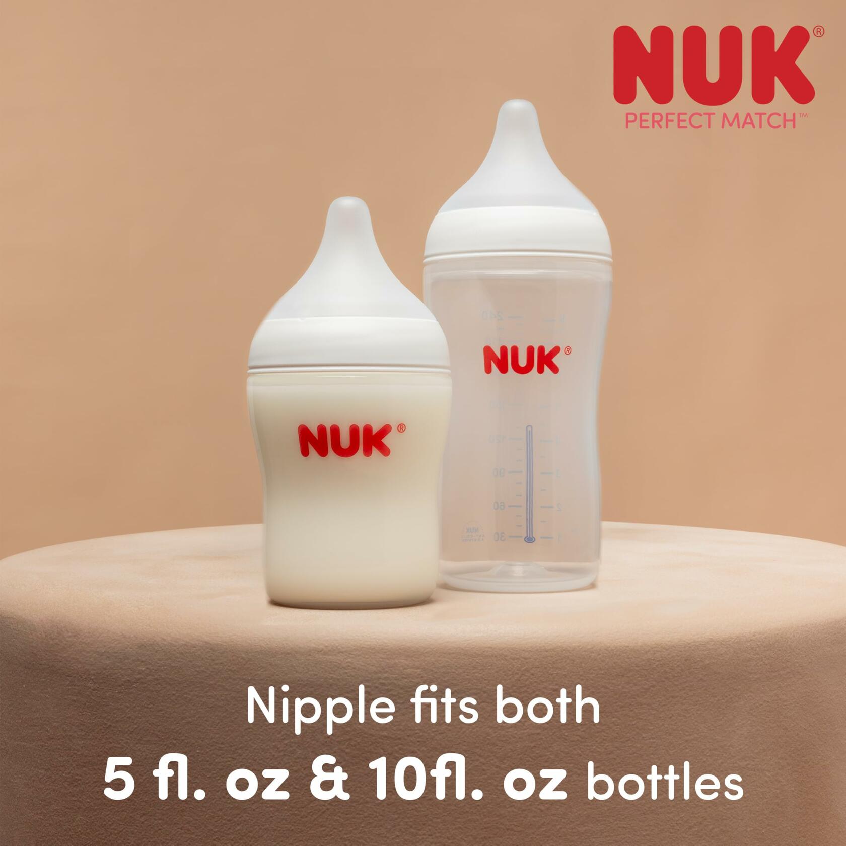 4 Pack NUK Perfect Match 2-in-1 Natural and Anti-Colic Bottle with Medium Flow,