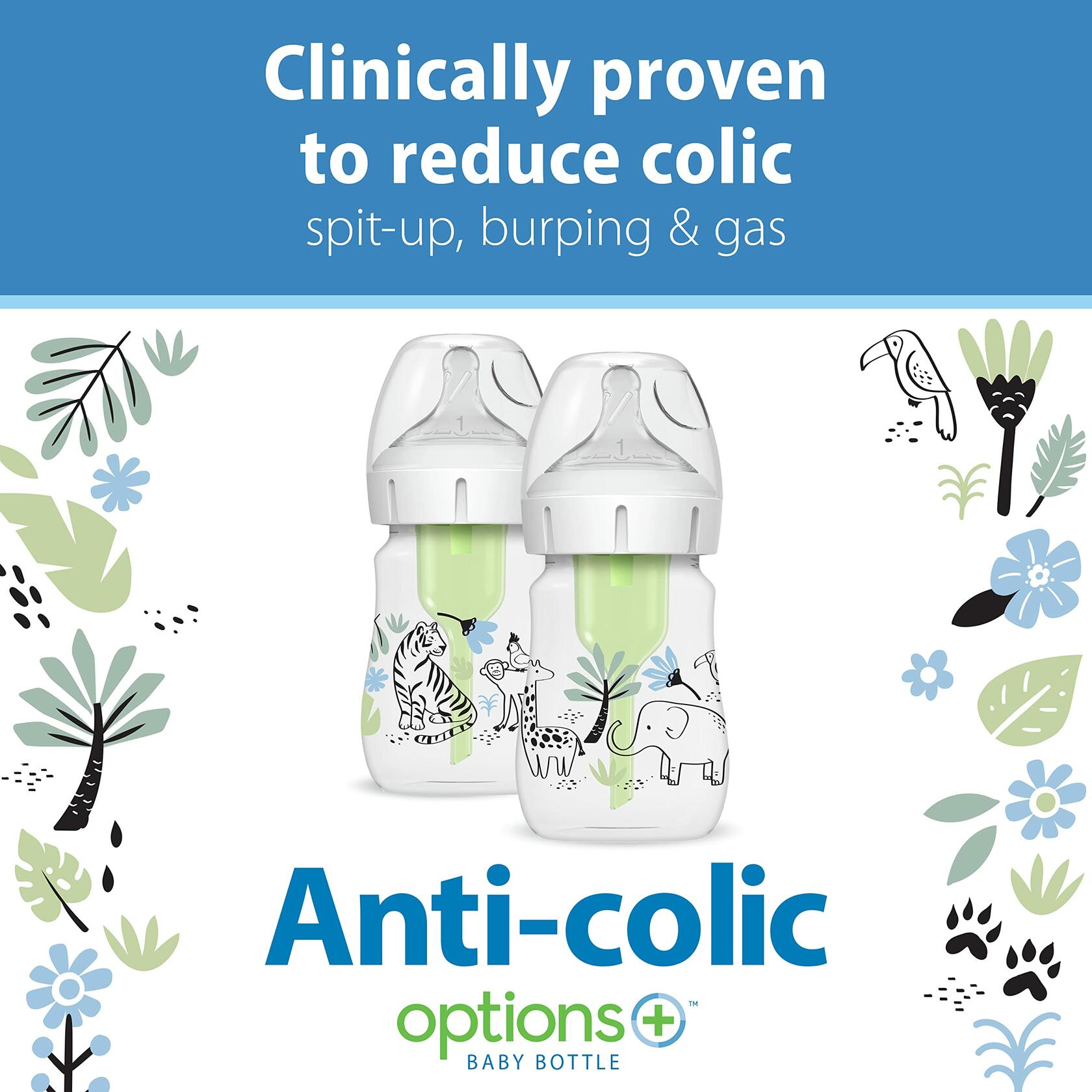 Dr. Brown's Anti-Colic Options+ Wide-Neck Baby Bottle Designer Edition Bottles,