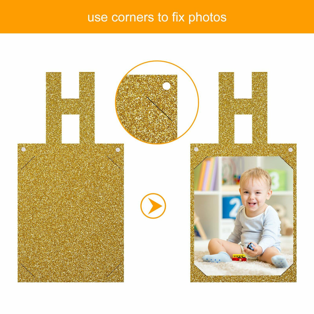 Birthday Photo Banner with 2 Strings of Fairy Lights for Children and Adult