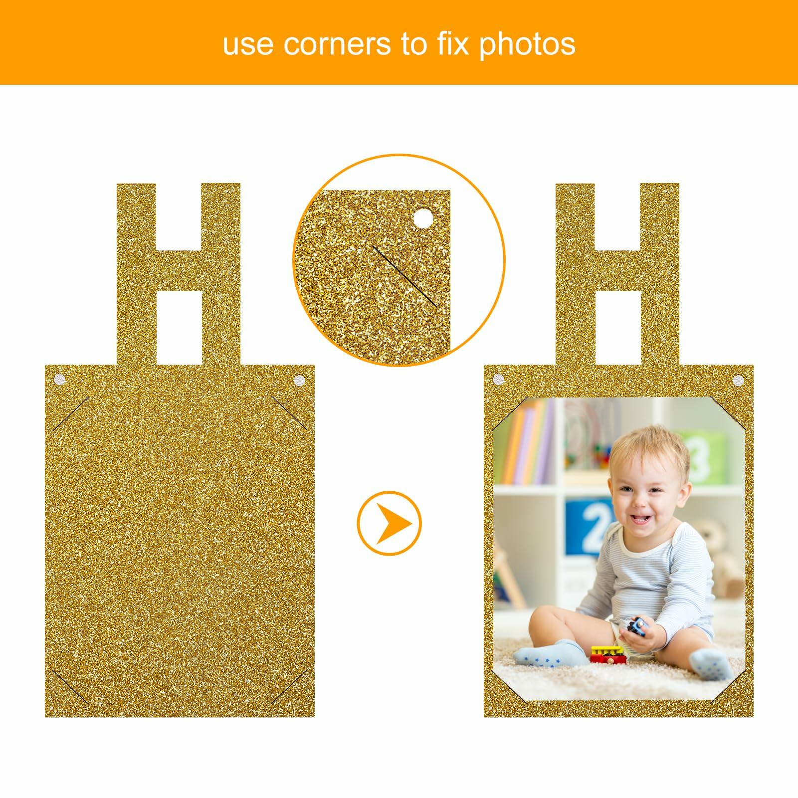 Birthday Photo Banner with 2 Strings of Fairy Lights for Children and Adult