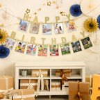 Birthday Photo Banner with 2 Strings of Fairy Lights for Children and Adult