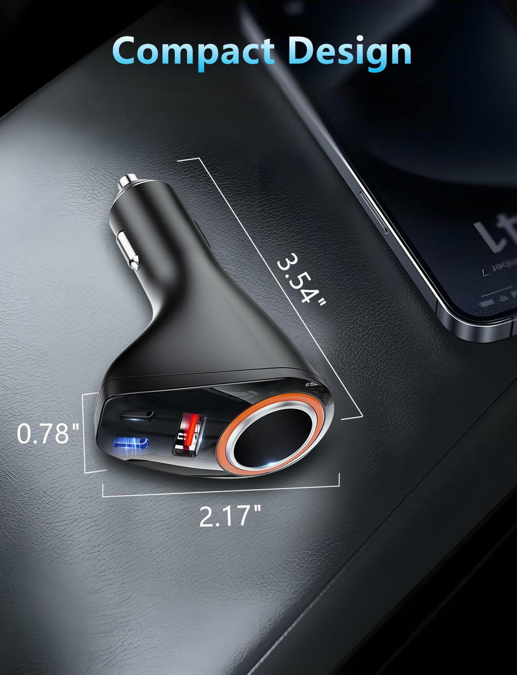 4 in 1 USB C Car Charger, 170W Multi USB Cigarette Lighter Adapter, Socket
