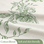 MitoVilla Sage Green Farmhouse Shower Curtain Set, 72" W x 72" L Cotton Floral