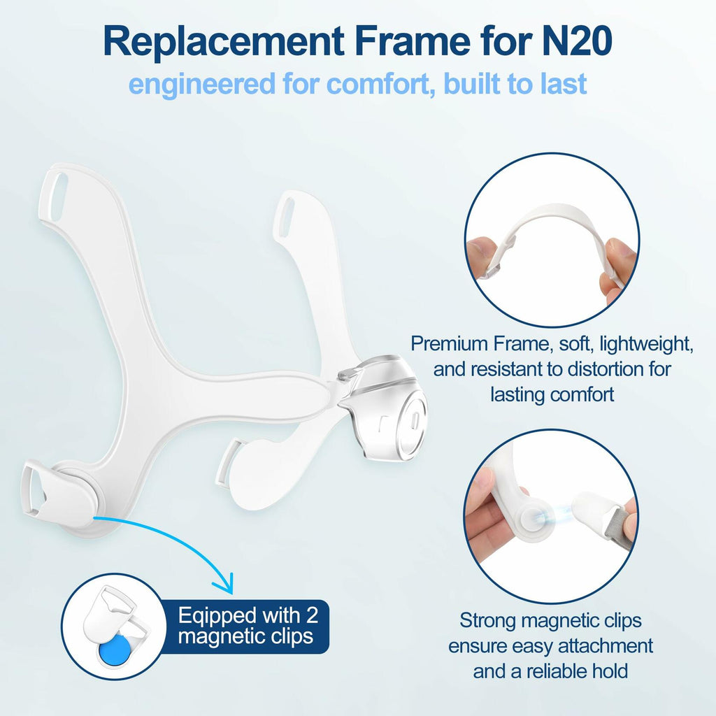 Upgraded Supplies for Airfit N20, Includes Head Strap, Frame, Nasal Cushion(L),