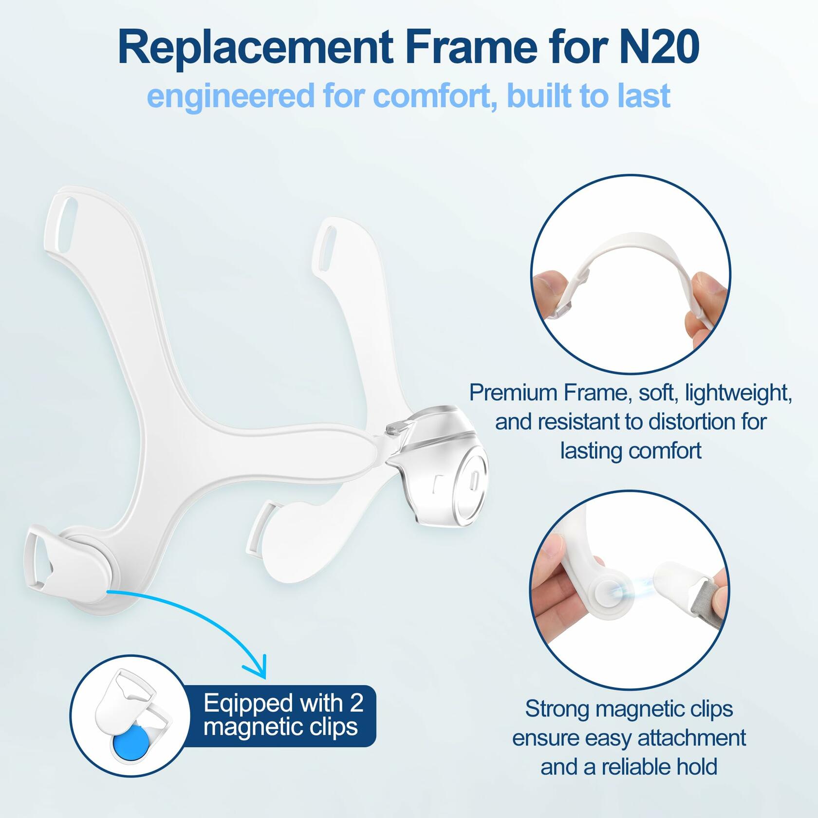 Upgraded Supplies for Airfit N20, Includes Head Strap, Frame, Nasal Cushion(L),