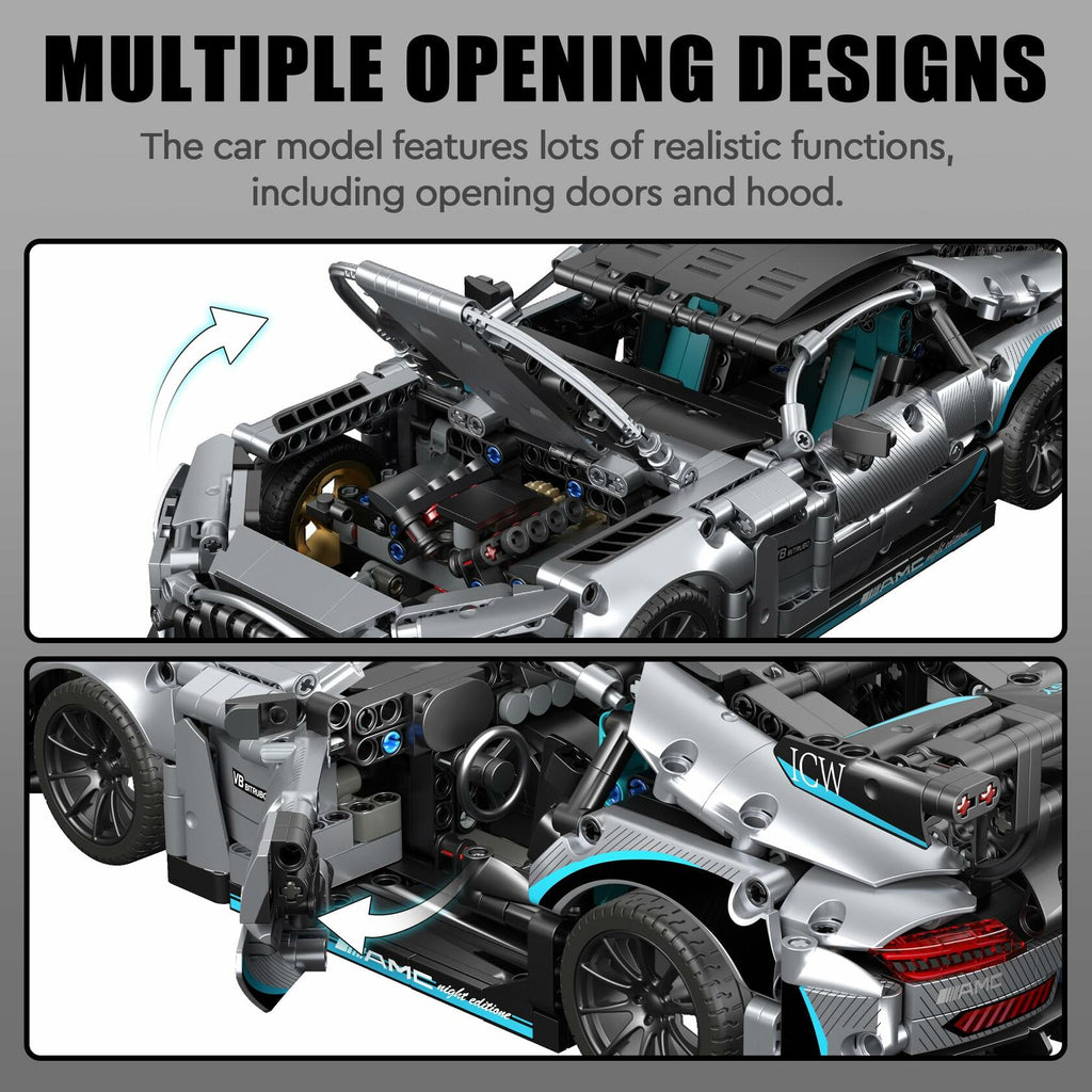 HIGH GODO 1466 Pieces Racing Car Building Kit for Adults,1:14 MOC Super Sports