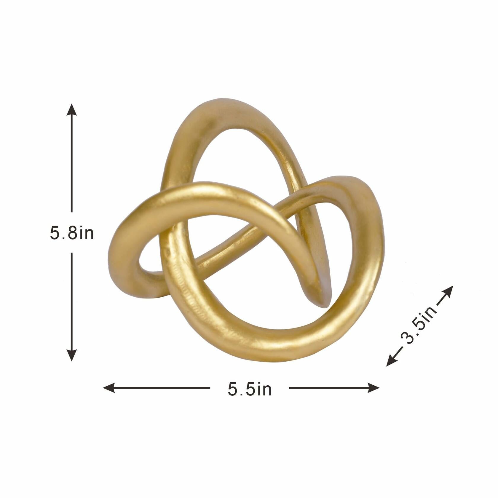 PUHOZN Modern Geometric Round Sculpture Gold Knot Statue Decor Tabletop