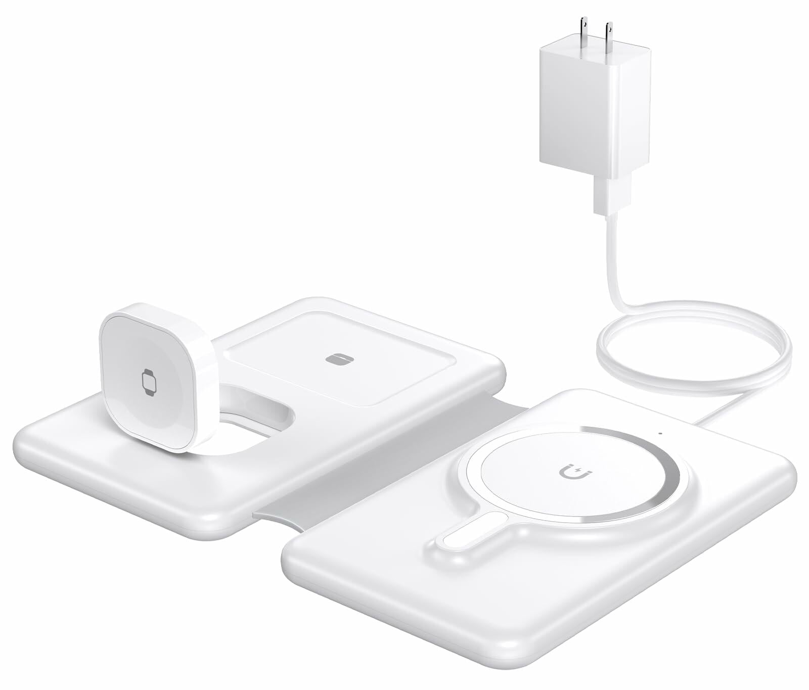 Magnetic Wireless Charger for iPhone: 3 in 1 Travel Charging Station for Apple