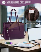 LOVEVOOK 15.6 Inch Laptop Bag for women, Large Waterproof PU Leather Work
