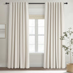 Topfinel Cream Linen Blackout Curtains 84 Inch Long for Bedroom Living Room,