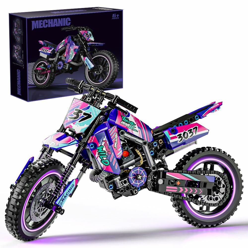 Mesiondy Motorcycle Building Block Set - 476 PCS Collectible Motorcycle Display