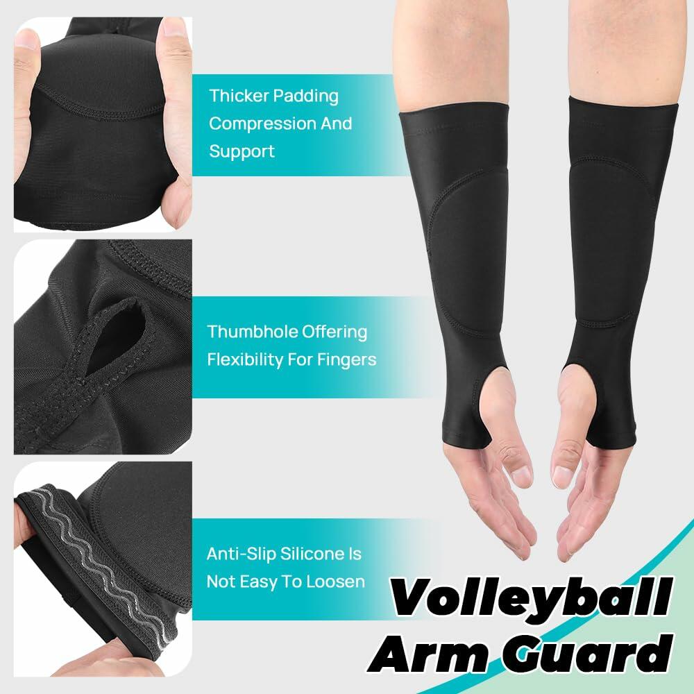 JBM 1 Pair Volleyball Arm Sleeves with Protection Pads and Thumb Hole Padded
