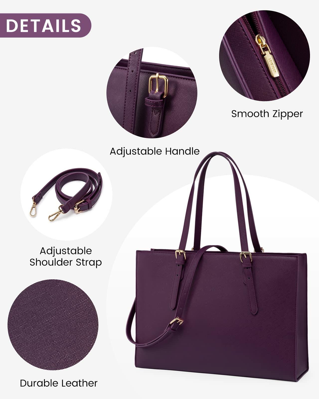 LOVEVOOK 15.6 Inch Laptop Bag for women, Large Waterproof PU Leather Work