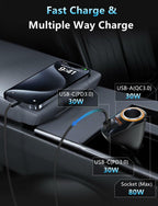 4 in 1 USB C Car Charger, 170W Multi USB Cigarette Lighter Adapter, Socket