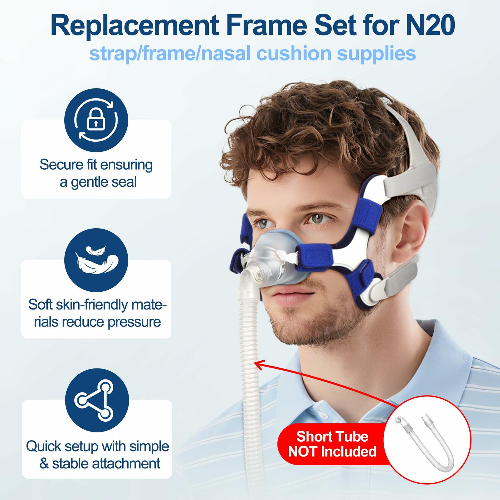 Upgraded Supplies for Airfit N20, Includes Head Strap, Frame, Nasal Cushion(L),