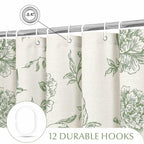 MitoVilla Sage Green Farmhouse Shower Curtain Set, 72" W x 72" L Cotton Floral
