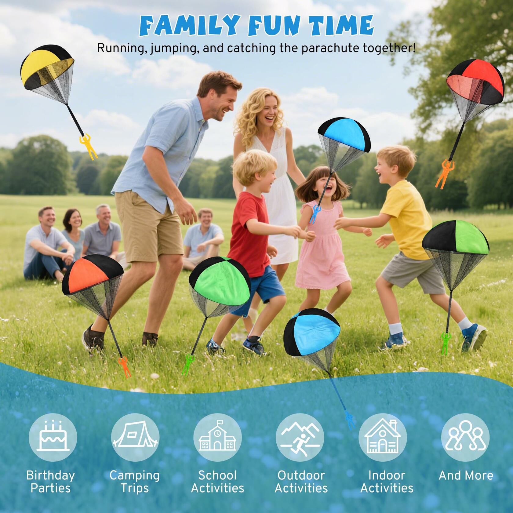 Parachute Toy for Kids, Outdoor Toys Flying Parachute Men, Inside & Outside Toys