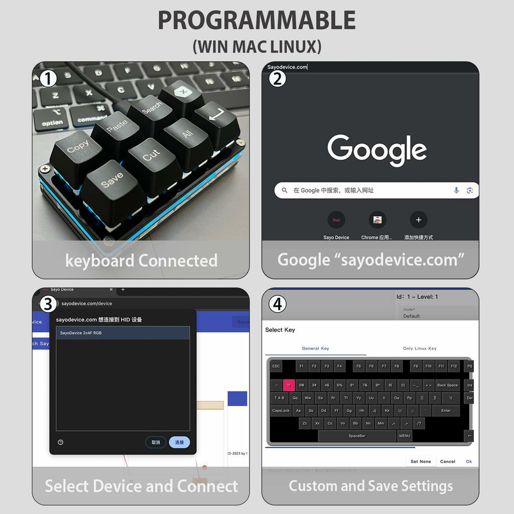 BTXETUEL Copy Paste Search Backspace Save Cut All Enter 8-Key Keyboard