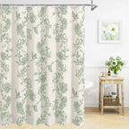 MitoVilla Sage Green Farmhouse Shower Curtain Set, 72" W x 72" L Cotton Floral