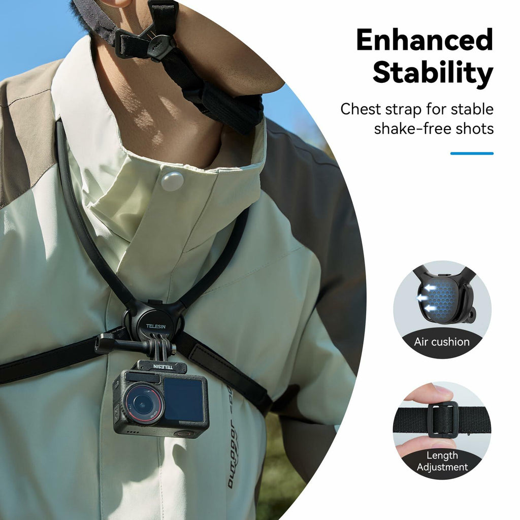 TELESIN Neck Mount SE 2.0 with Air Cushion, Adjustable Chest Strap and Neck