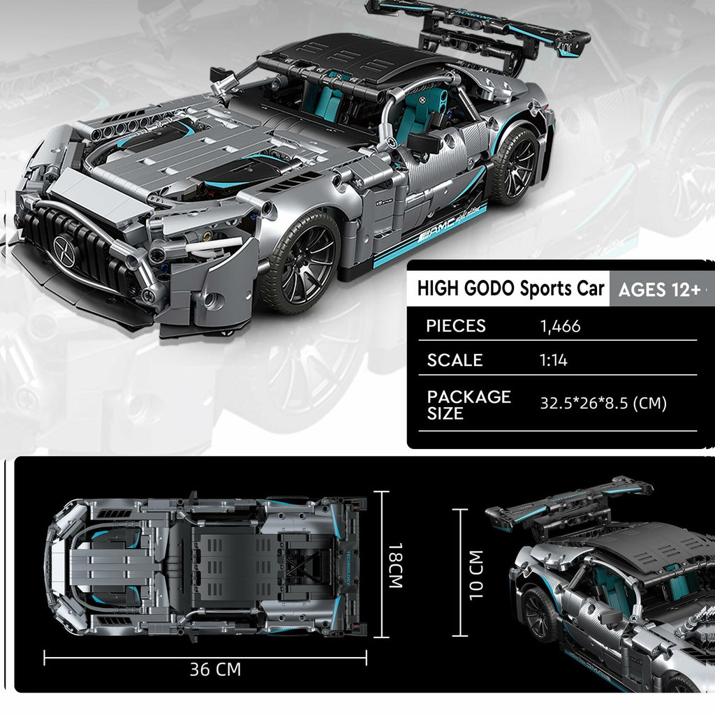 HIGH GODO 1466 Pieces Racing Car Building Kit for Adults,1:14 MOC Super Sports