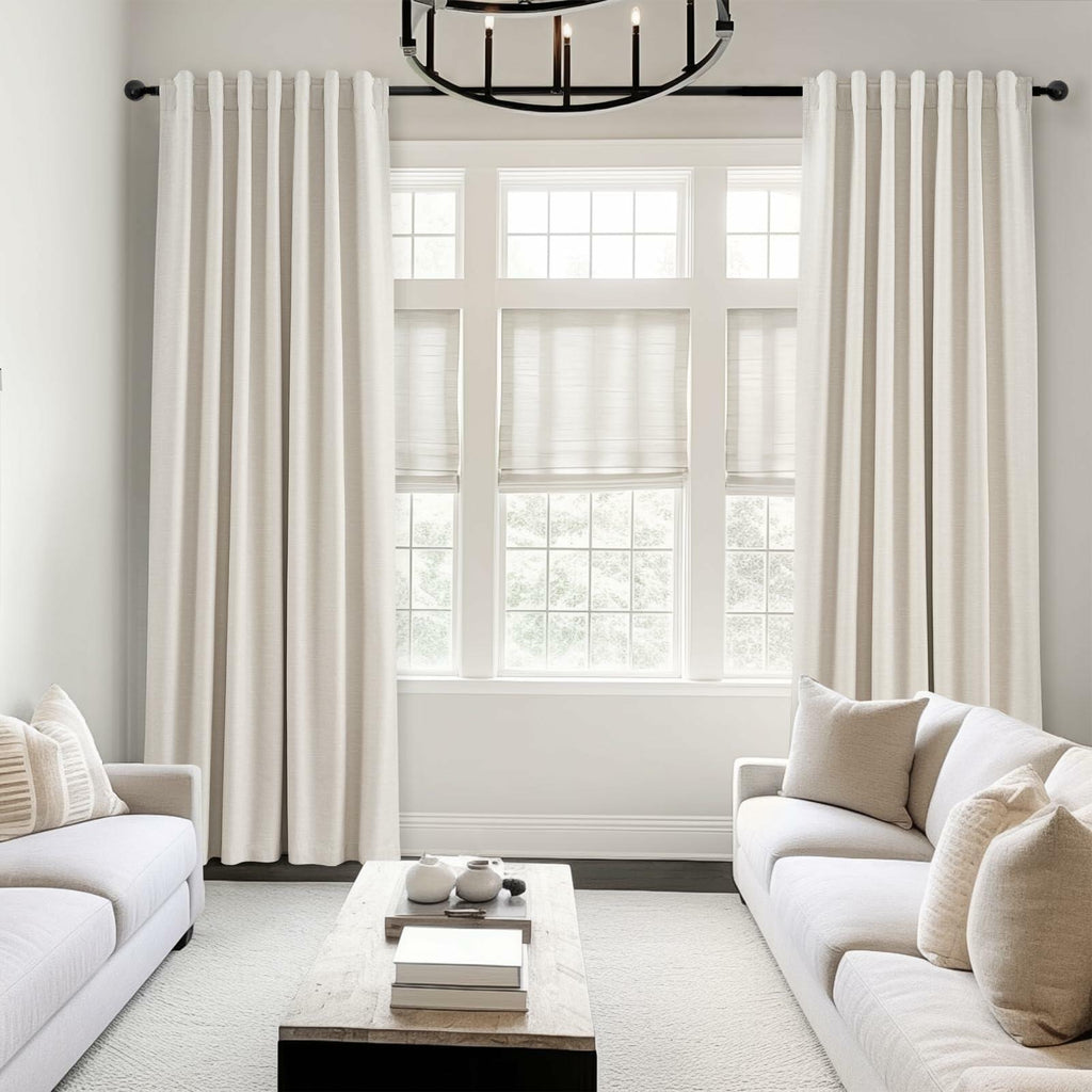 Topfinel Cream Linen Blackout Curtains 84 Inch Long for Bedroom Living Room,
