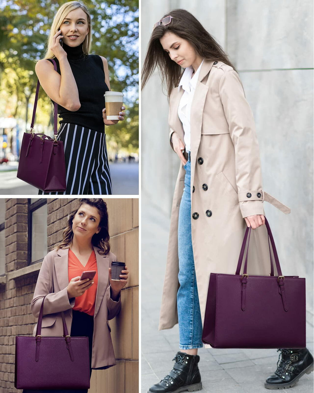 LOVEVOOK 15.6 Inch Laptop Bag for women, Large Waterproof PU Leather Work