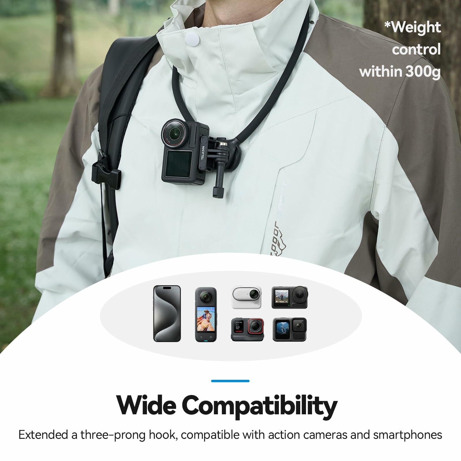 TELESIN Neck Mount SE 2.0 with Air Cushion, Adjustable Chest Strap and Neck