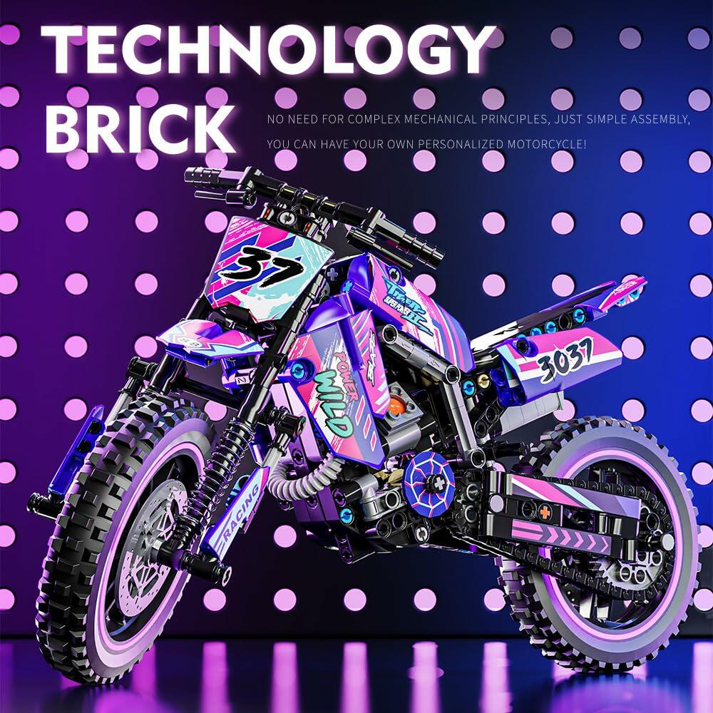 Mesiondy Motorcycle Building Block Set - 476 PCS Collectible Motorcycle Display