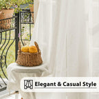 FMFUNCTEX Linen Sheer Curtains for Bedroom, Beige Curtains 84 inches Long for