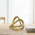 PUHOZN Modern Geometric Round Sculpture Gold Knot Statue Decor Tabletop